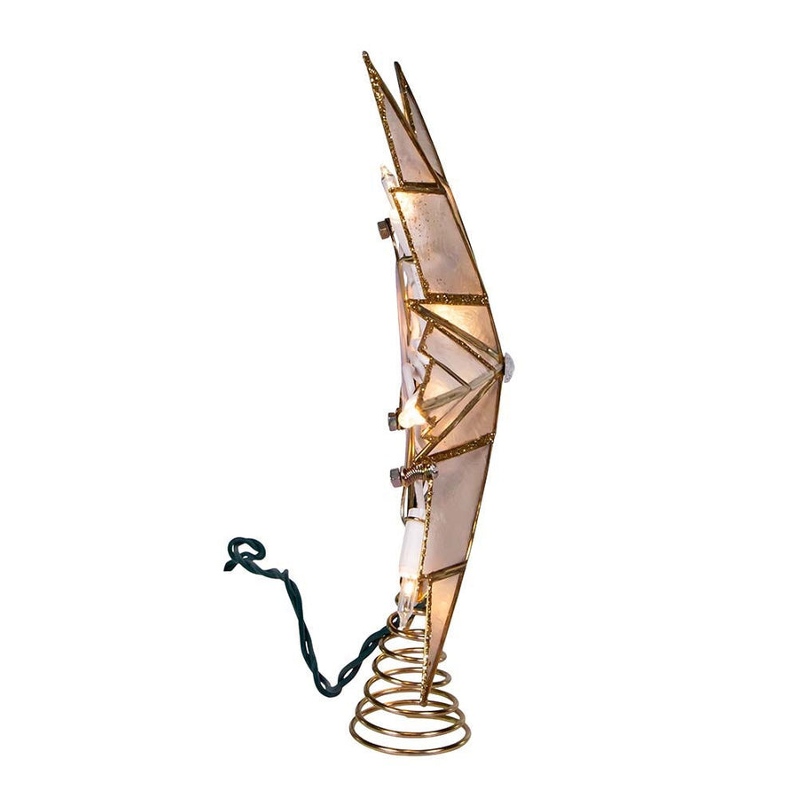 9" UL 10L 6 Point Capiz Gold Star Treetop