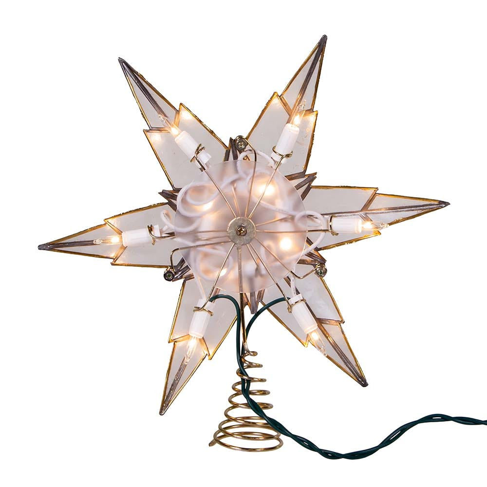 9" UL 10L 6 Point Capiz Gold Star Treetop