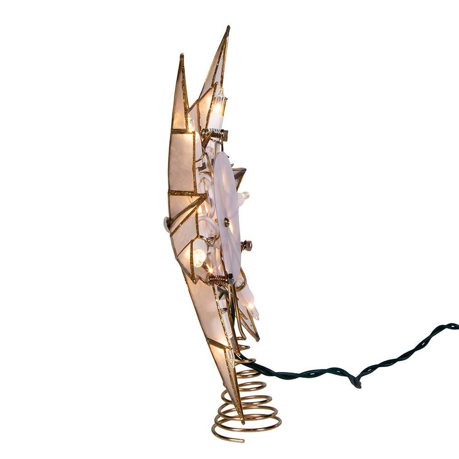 9" UL 10L 6 Point Capiz Gold Star Treetop