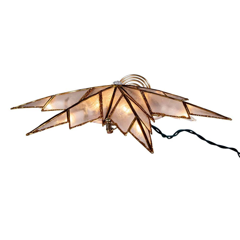 9" UL 10L 6 Point Capiz Gold Star Treetop