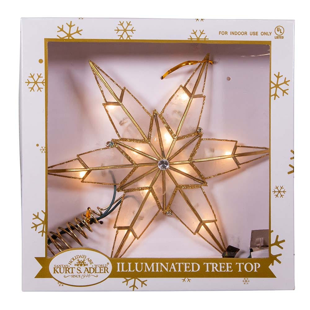 9" UL 10L 6 Point Capiz Gold Star Treetop