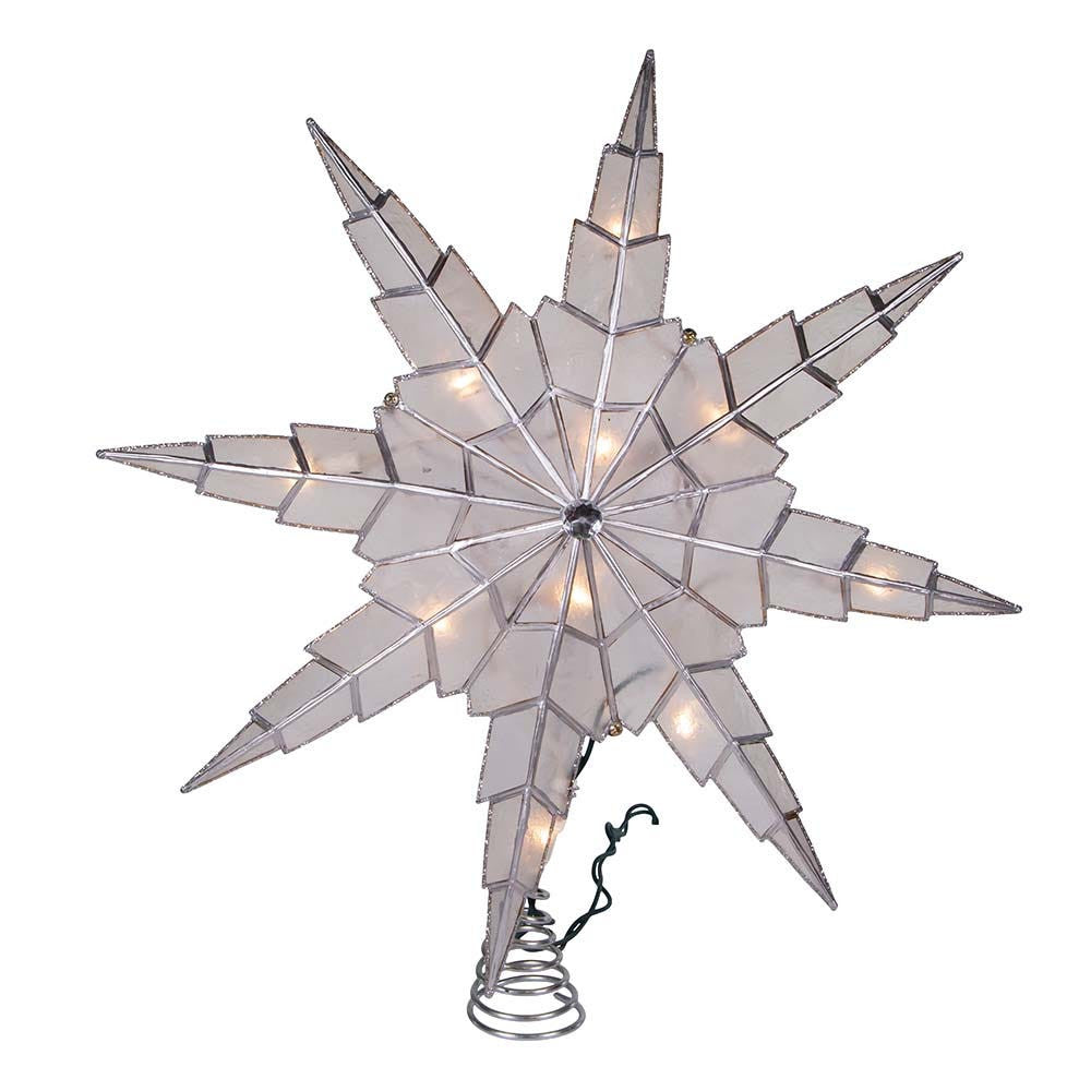 15" UL 10-Light Capiz Silver Star Treetop