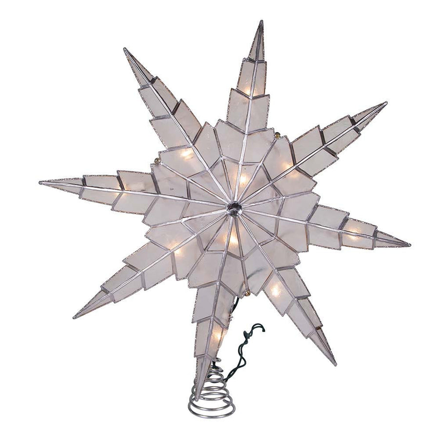 15" UL 10-Light Capiz Silver Star Treetop