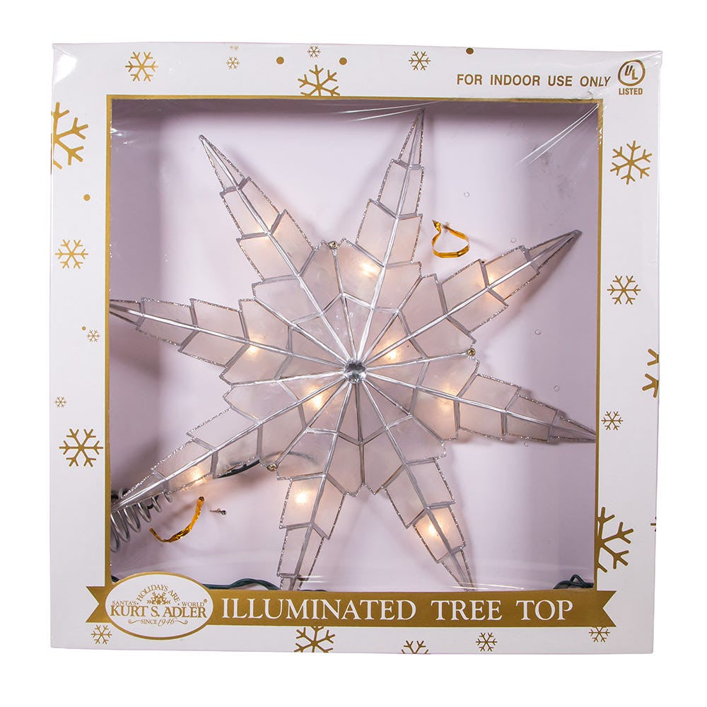 15" UL 10-Light Capiz Silver Star Treetop