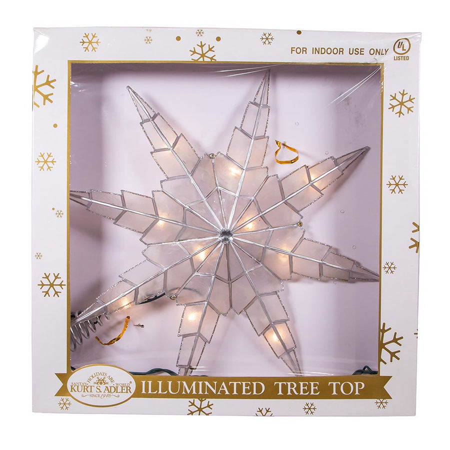 15" UL 10-Light Capiz Silver Star Treetop