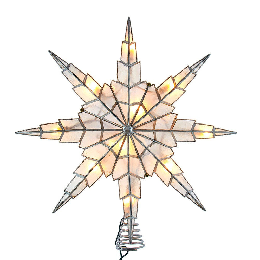 15" UL 10-Light Capiz Silver Star Treetop