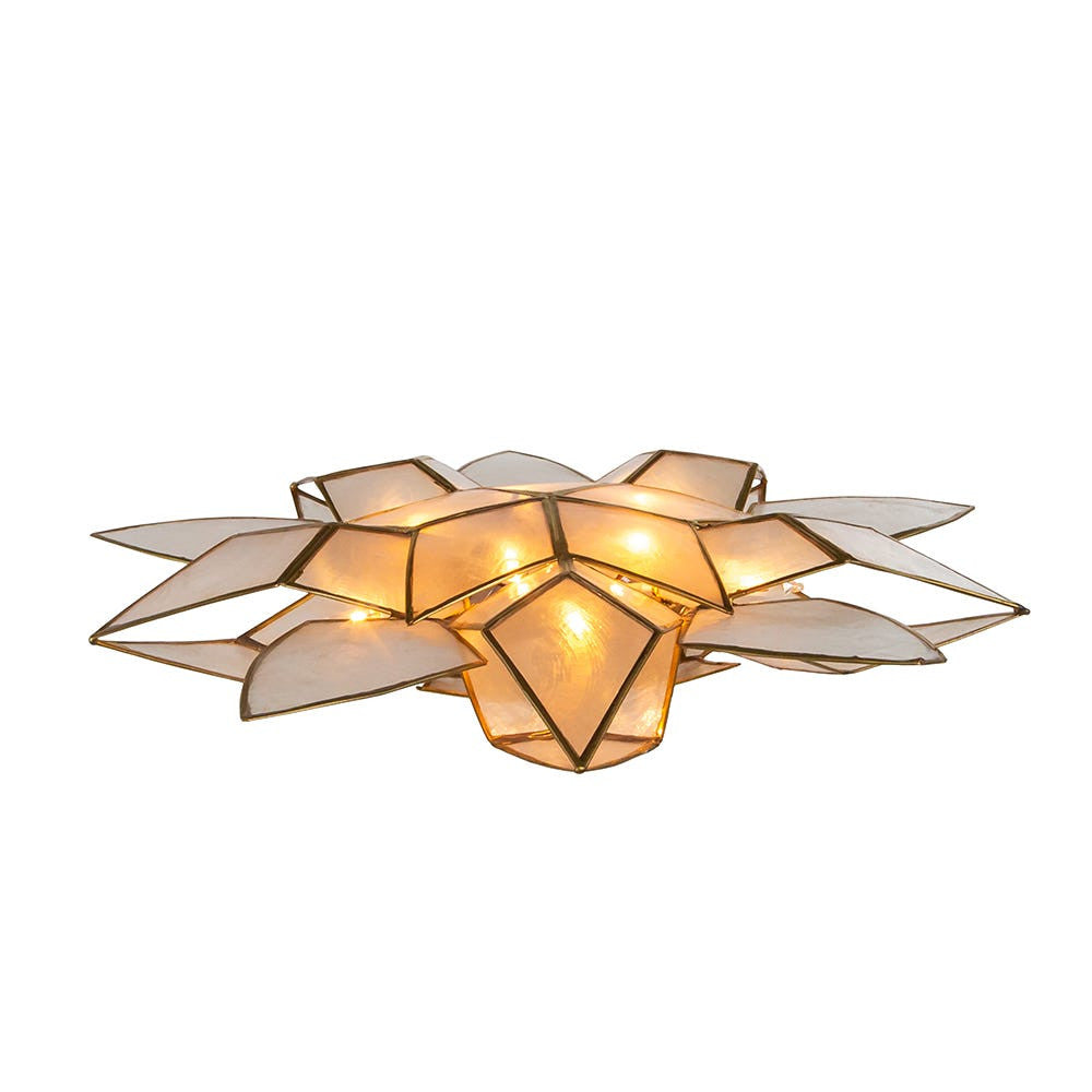11.75" UL 10L Gold Tin Double Point Capiz Star Treetop