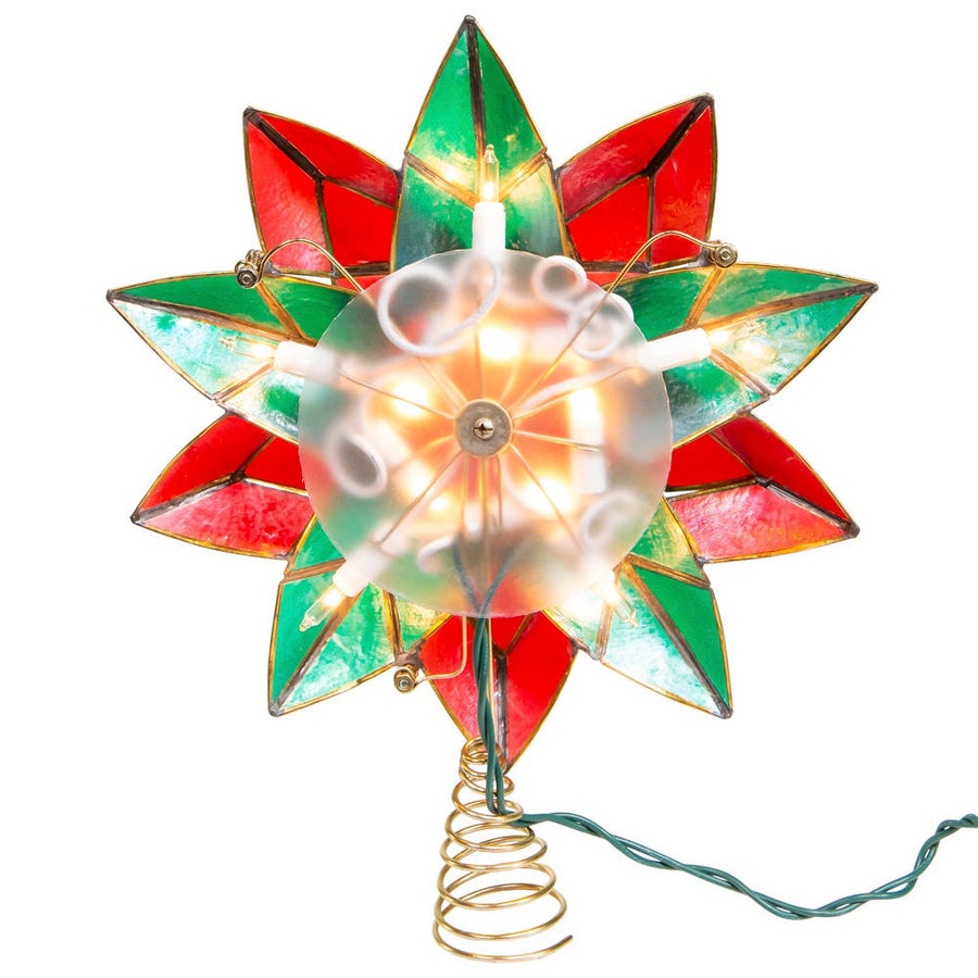 9.5" UL 10L Red and Green Poinsettia Treetop