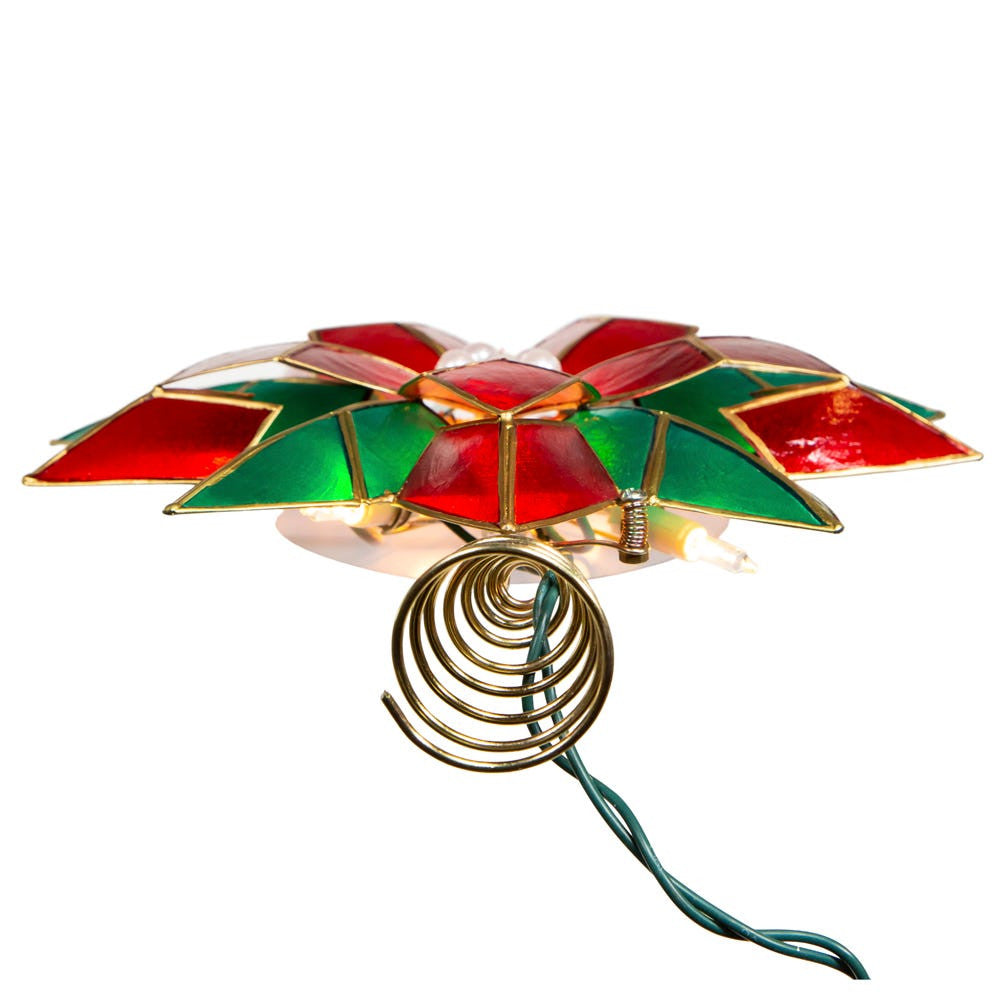 9.5" UL 10L Red and Green Poinsettia Treetop