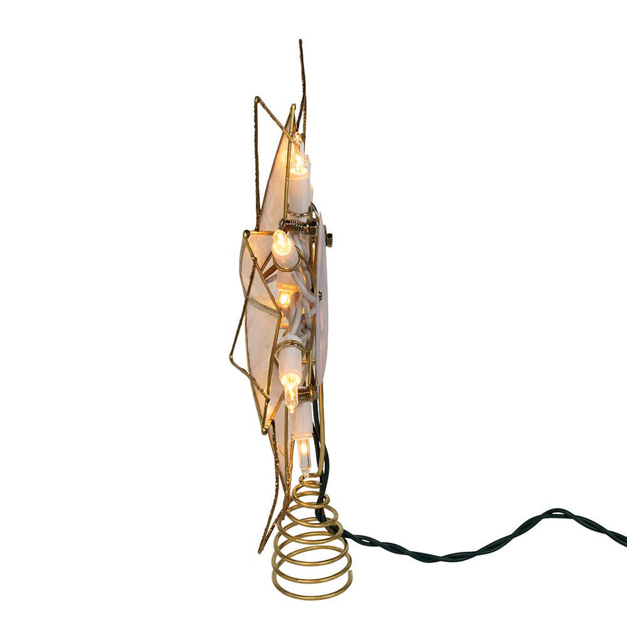 9.45" UL 10L 7-Point Gold Glittered Capiz Star Treetop