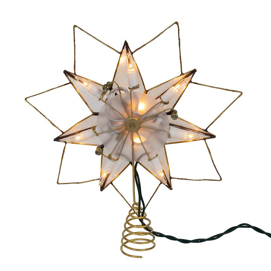 9.45" UL 10L 7-Point Gold Glittered Capiz Star Treetop