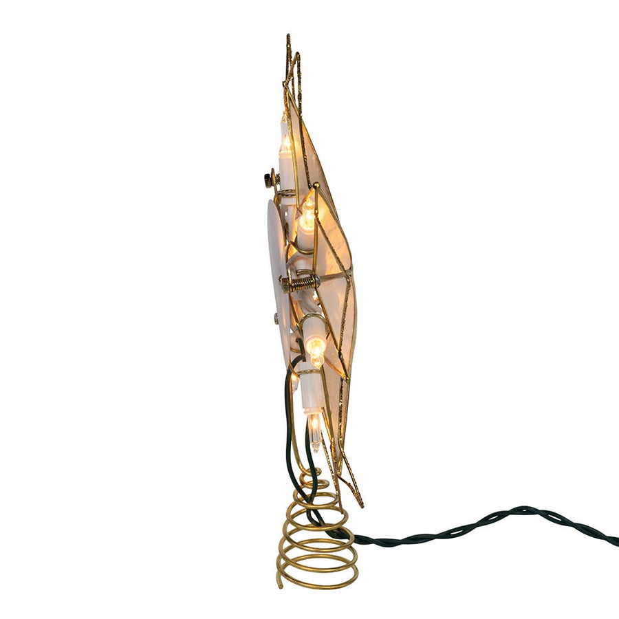 9.45" UL 10L 7-Point Gold Glittered Capiz Star Treetop