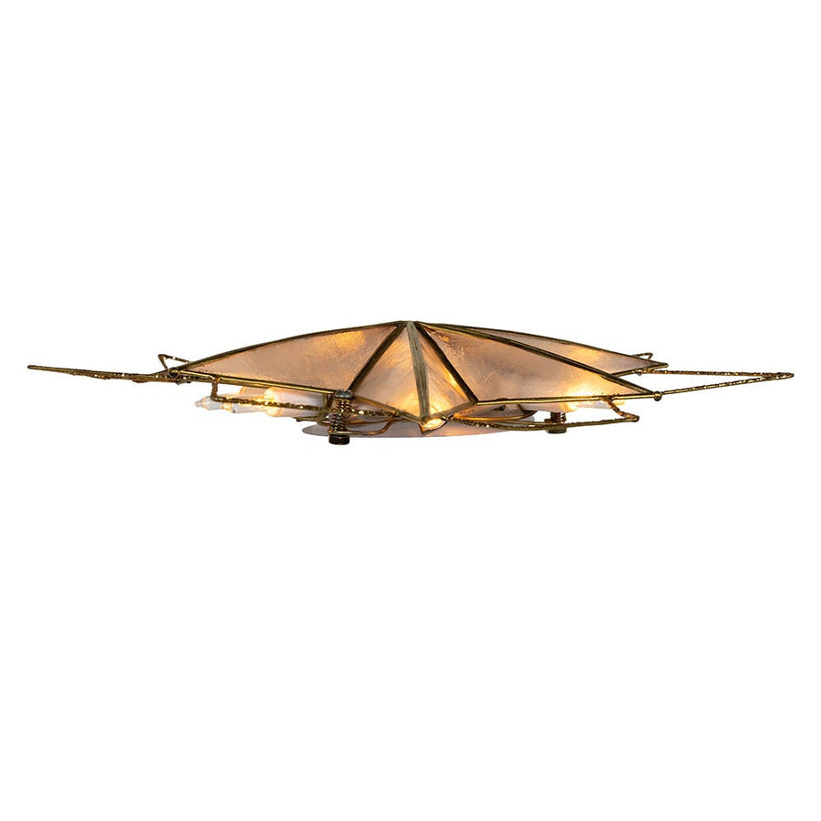 9.45" UL 10L 7-Point Gold Glittered Capiz Star Treetop