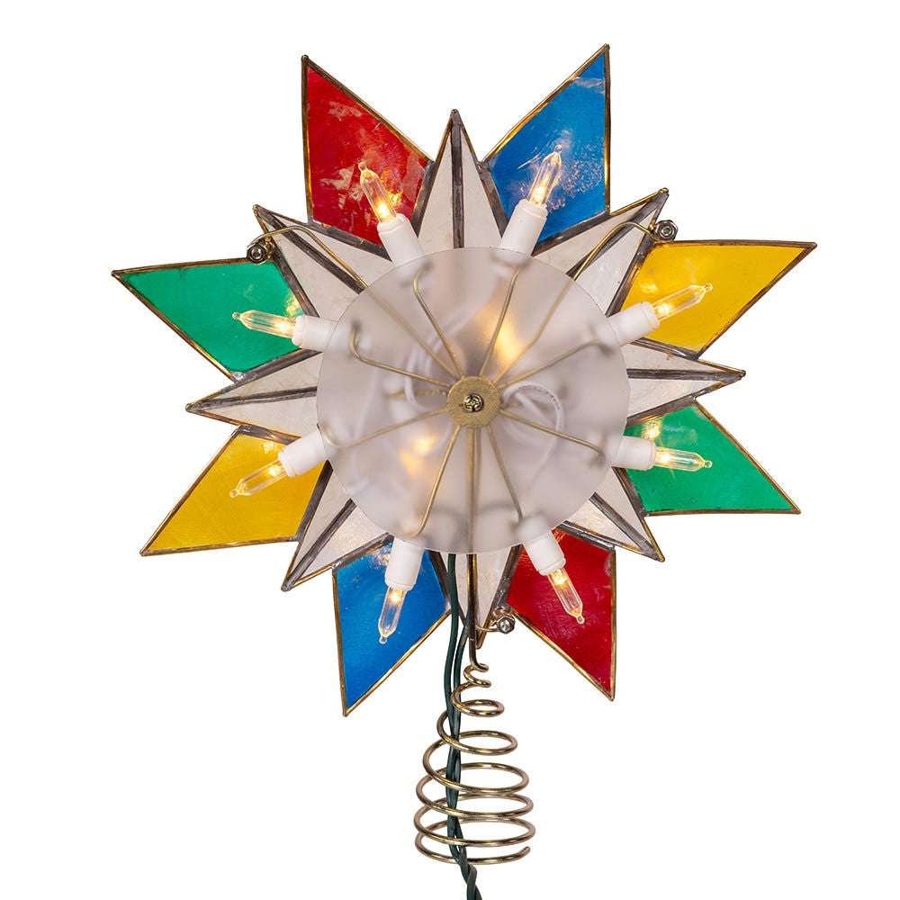 9" UL 10L 8-Point LED Multi Color Capiz Star Treetop