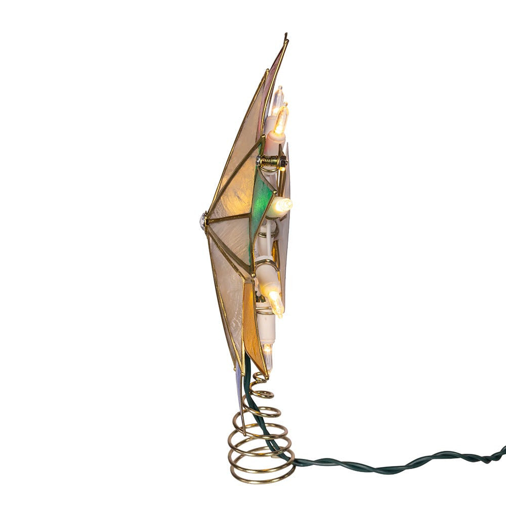 9" UL 10L 8-Point LED Multi Color Capiz Star Treetop