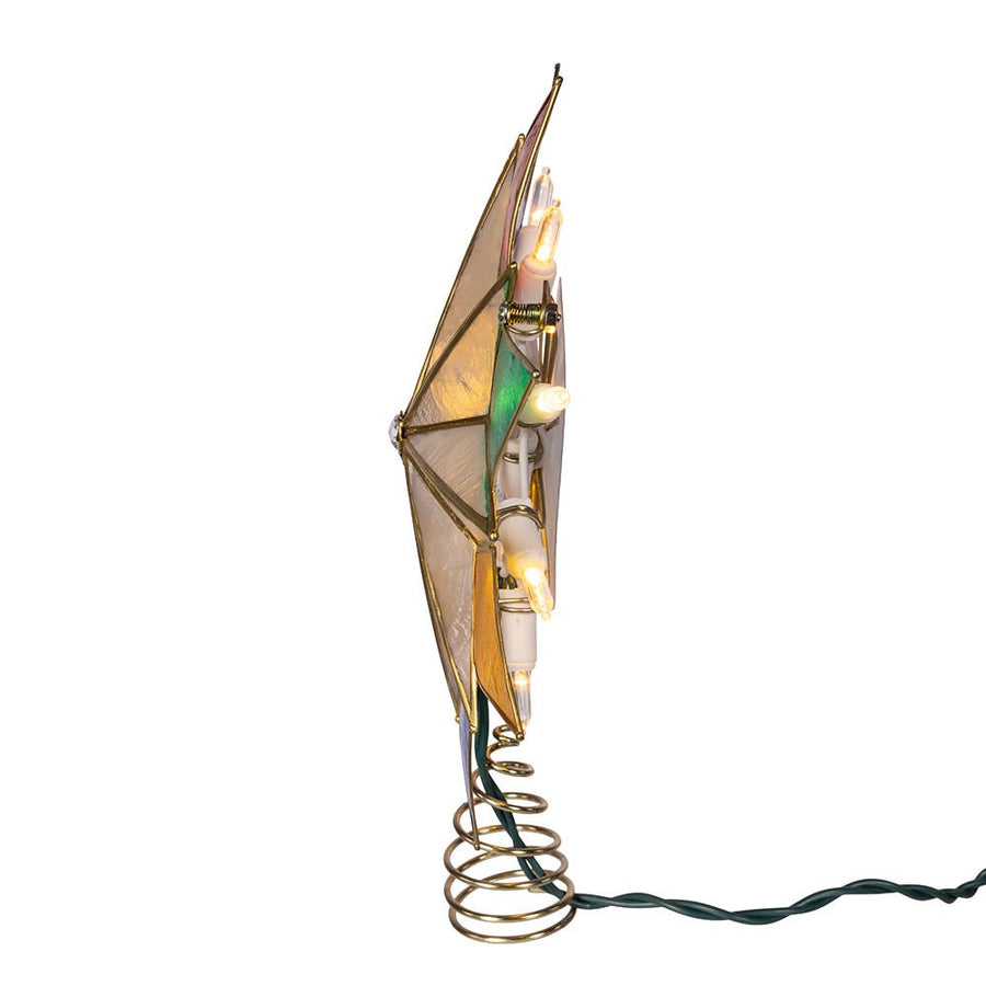 9" UL 10L 8-Point LED Multi Color Capiz Star Treetop