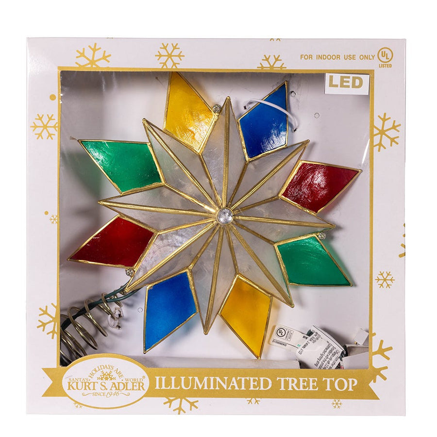 9" UL 10L 8-Point LED Multi Color Capiz Star Treetop