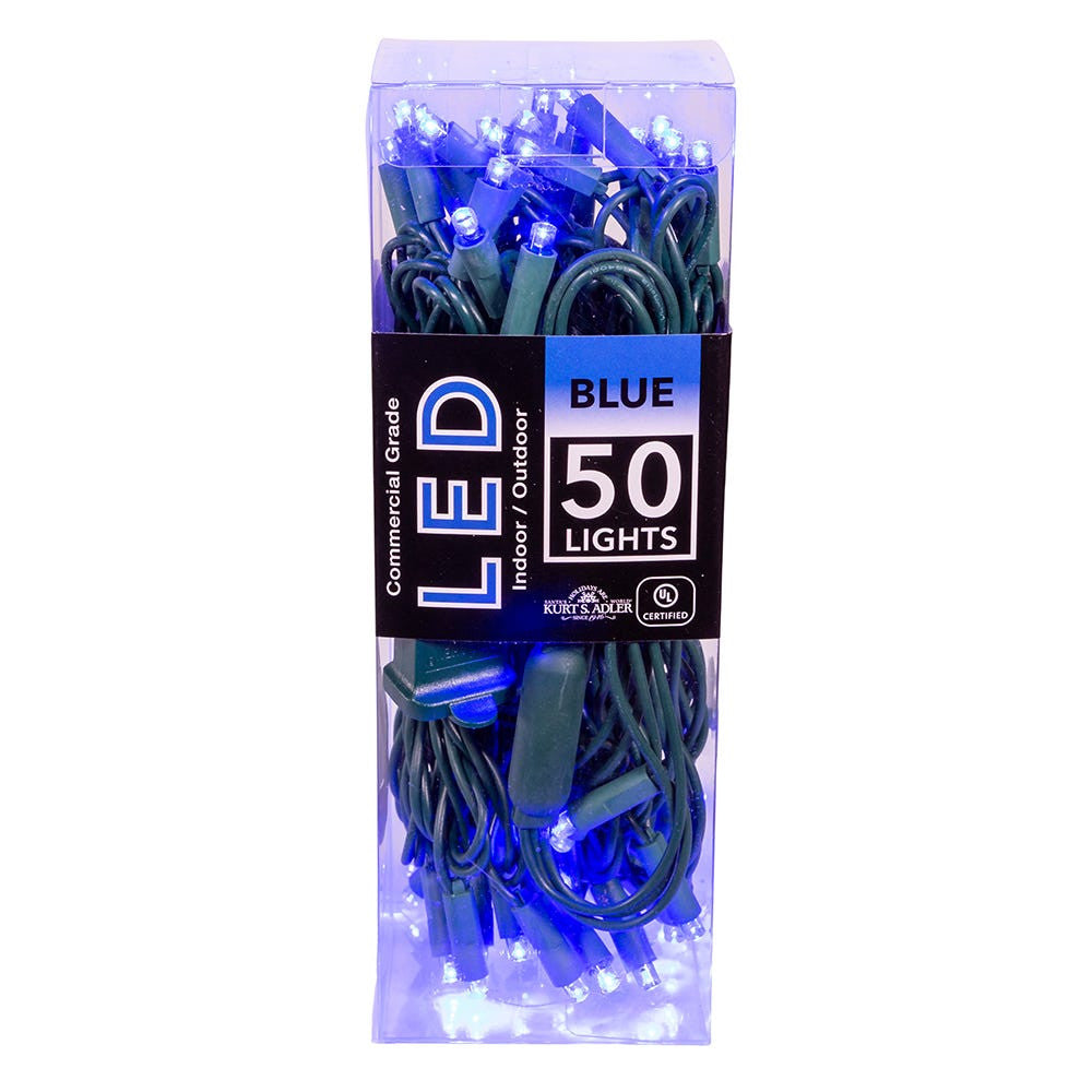 24.5' UL 50L Blue 5MM LED Connectible Light Set With Green Wire