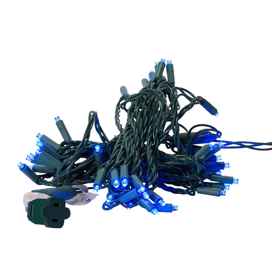 24.5' UL 50L Blue 5MM LED Connectible Light Set With Green Wire