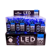 24.5' UL 50L Blue 5MM LED Connectible Light Set With Green Wire