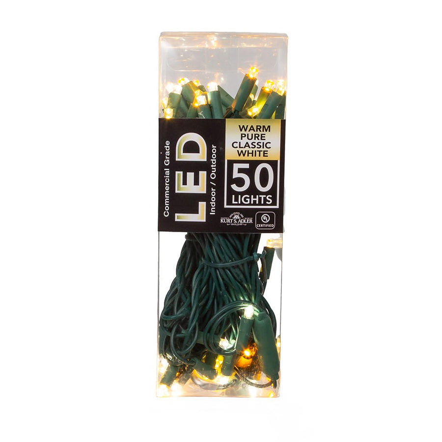 24.5' UL 50L Warm, Pure White & Classic White 5MM LED Connectible Light Set With Green Wire