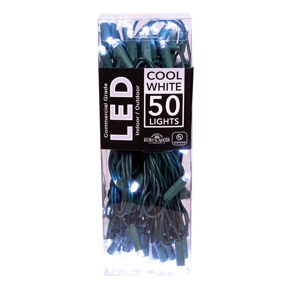 24.5' UL 50L Cool White 5MM LED Connectible Light Set With Green Wire