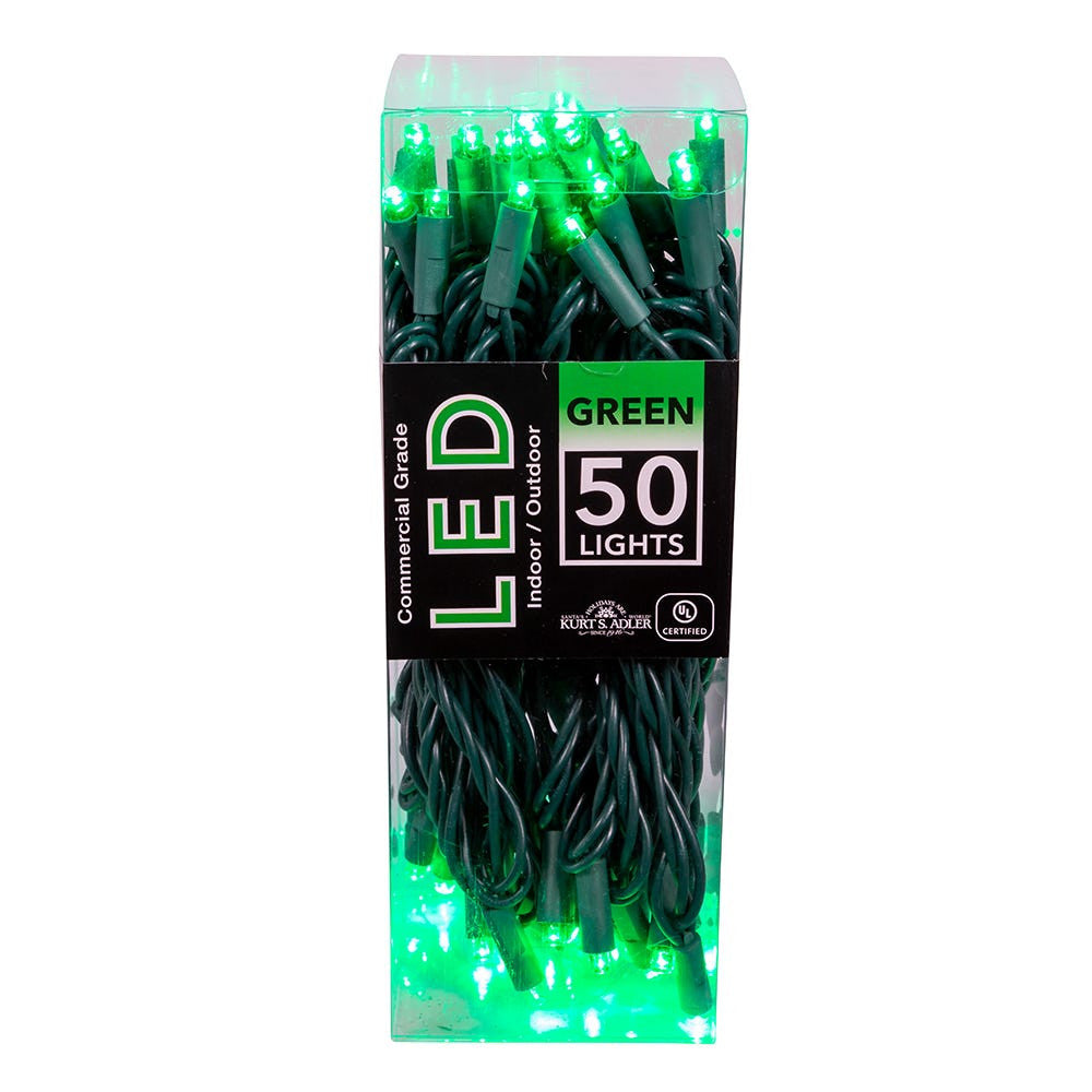 24.5' UL 50L Green 5MM LED Connectible Light Set With Green Wire