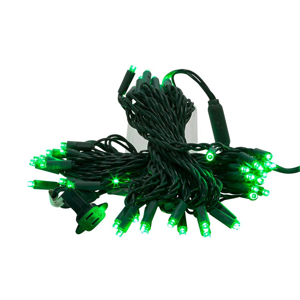 24.5' UL 50L Green 5MM LED Connectible Light Set With Green Wire