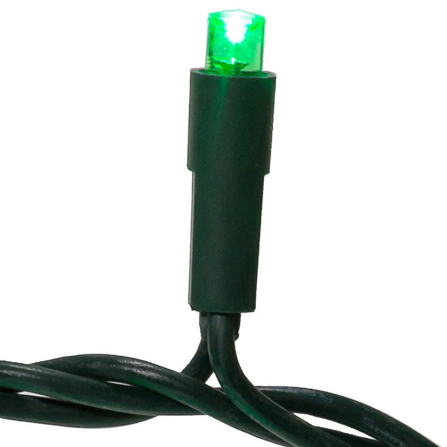 24.5' UL 50L Green 5MM LED Connectible Light Set With Green Wire