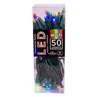 24.5' UL 50L Multicolored 5MM LED Connectible Light Set With Green Wire