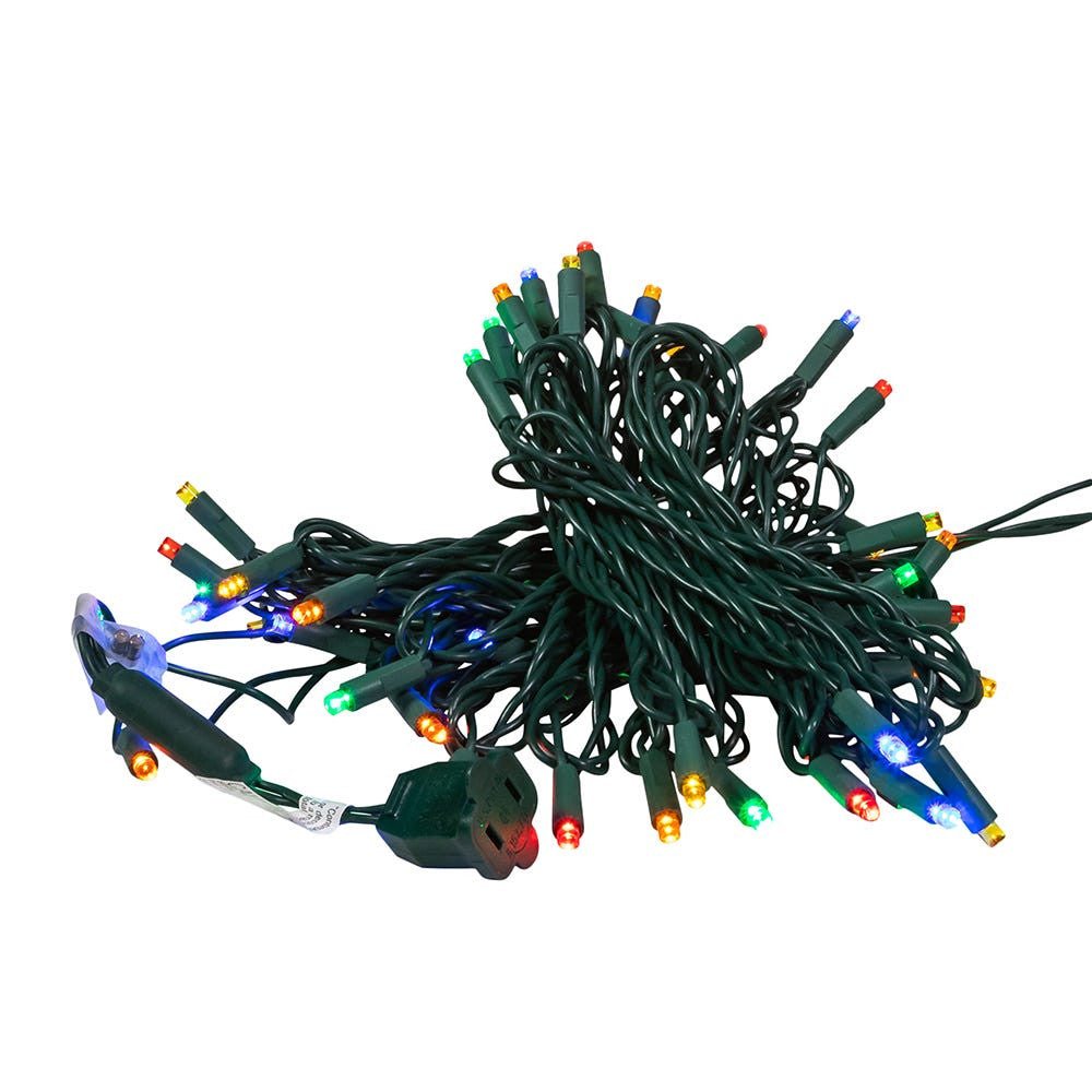 24.5' UL 50L Multicolored 5MM LED Connectible Light Set With Green Wire
