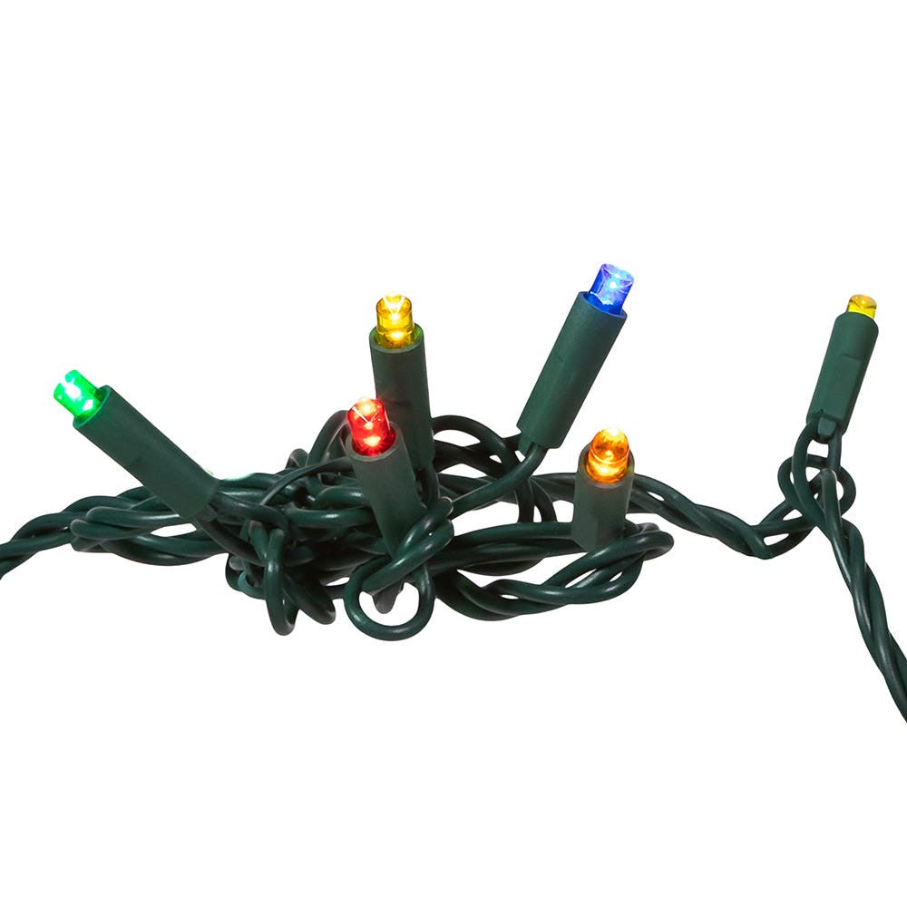 24.5' UL 50L Multicolored 5MM LED Connectible Light Set With Green Wire