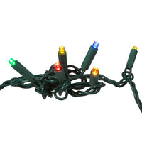 24.5' UL 50L Multicolored 5MM LED Connectible Light Set With Green Wire