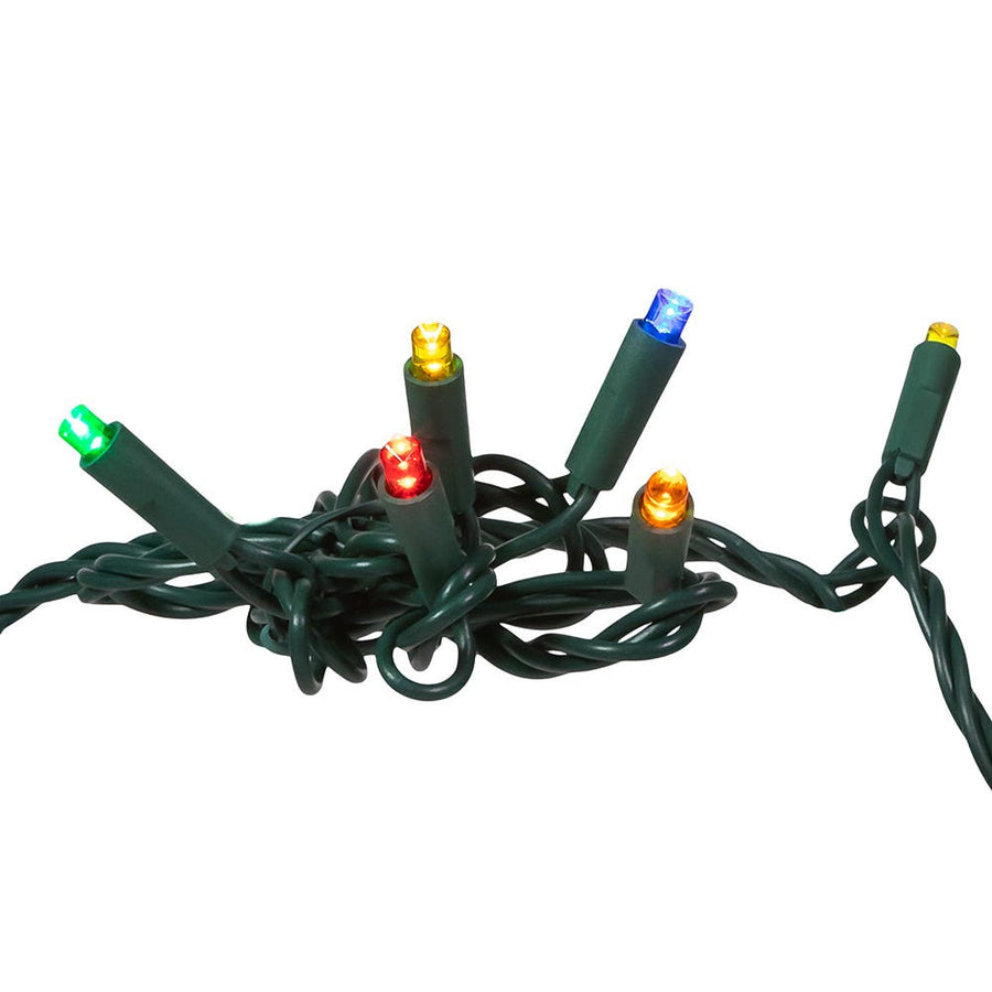 24.5' UL 50L Multicolored 5MM LED Connectible Light Set With Green Wire