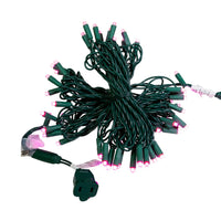24.5' UL 50L Pink 5MM LED Connectible Light Set With Green Wire