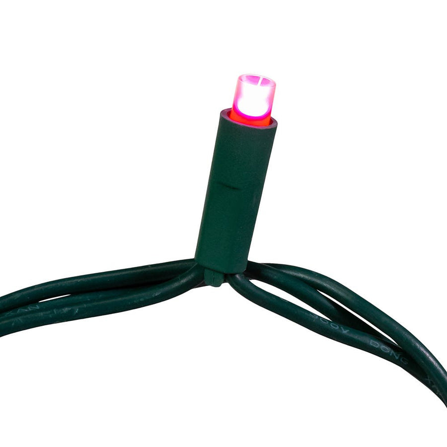 24.5' UL 50L Pink 5MM LED Connectible Light Set With Green Wire