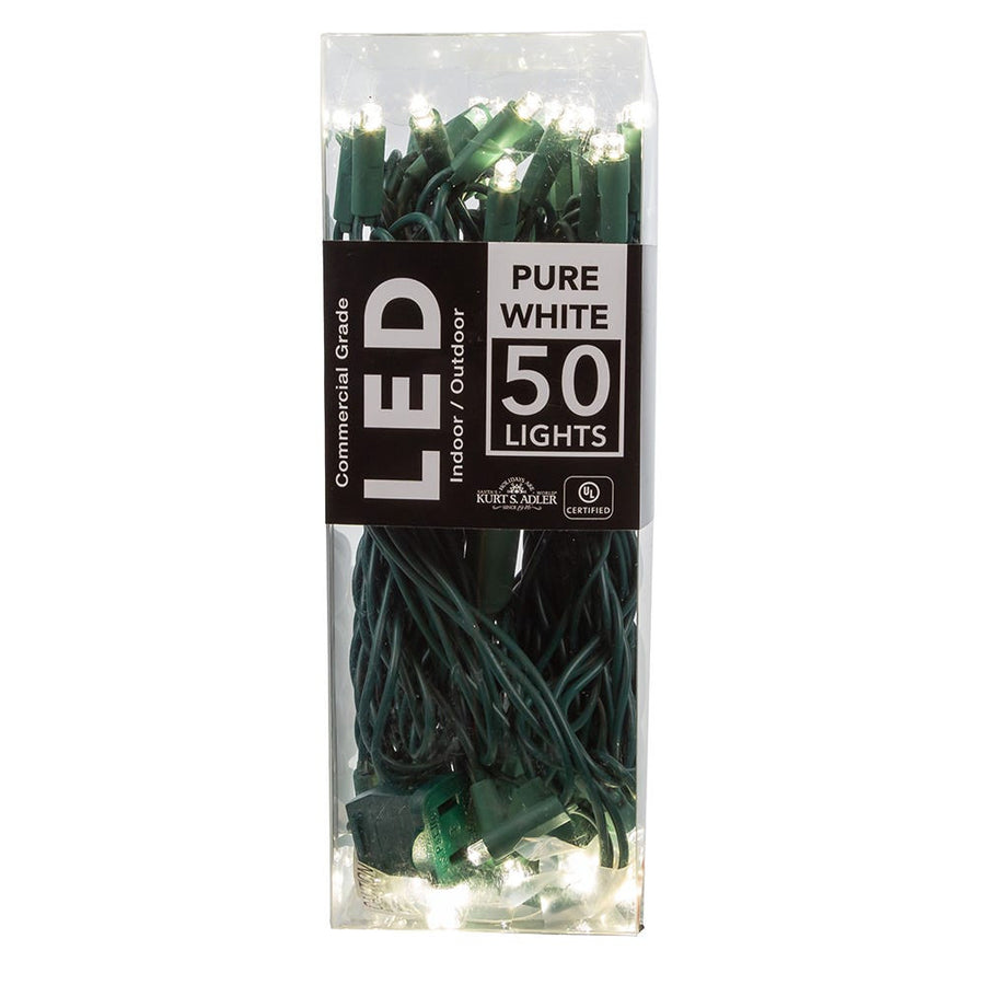 24.5' UL 50L Pure White 5MM LED Connectible Light Set With Green Wire