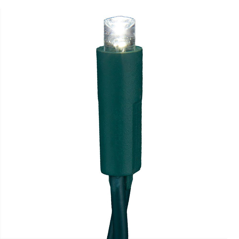24.5' UL 50L Pure White 5MM LED Connectible Light Set With Green Wire