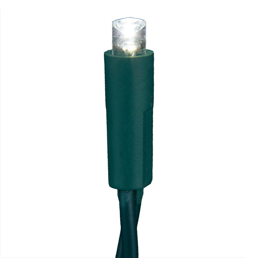 24.5' UL 50L Pure White 5MM LED Connectible Light Set With Green Wire