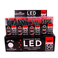 24.5' UL 50L Red 5MM LED Connectible Light Set With Green Wire