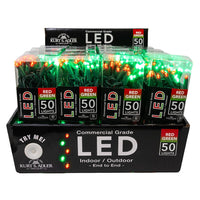 24.5' UL 50L Red & Green 5MM LED Connectible Light Set With Green Wire