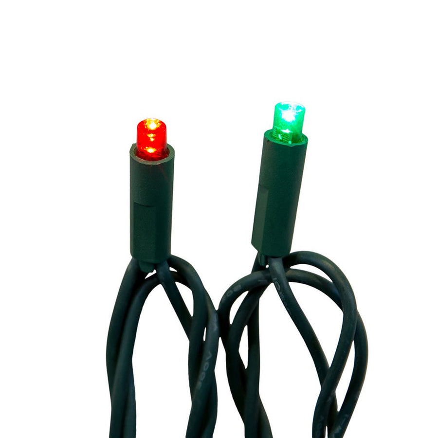 24.5' UL 50L Red & Green 5MM LED Connectible Light Set With Green Wire
