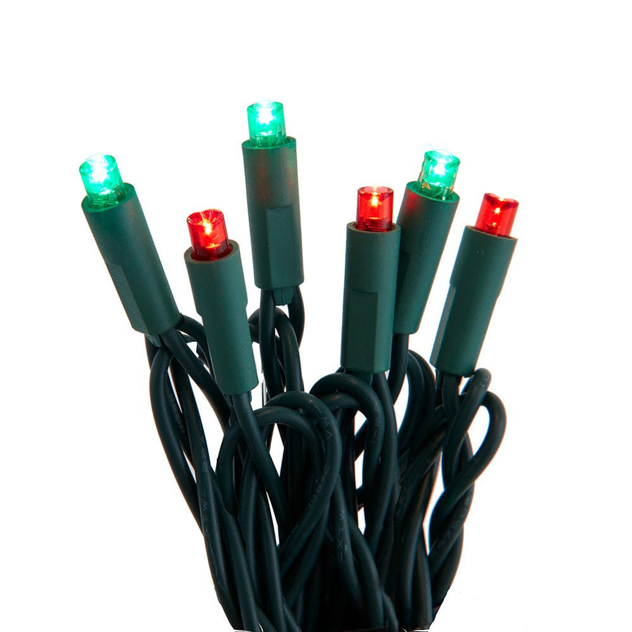 24.5' UL 50L Red & Green 5MM LED Connectible Light Set With Green Wire