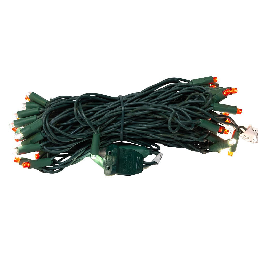 24.5' UL 50L Red & Pure White 5MM LED Connectible Light Set With Green Wire