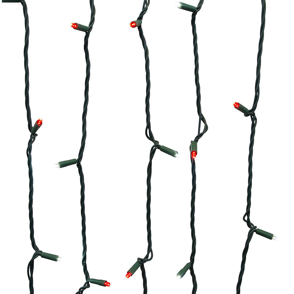 24.5' UL 50L Red & Pure White 5MM LED Connectible Light Set With Green Wire