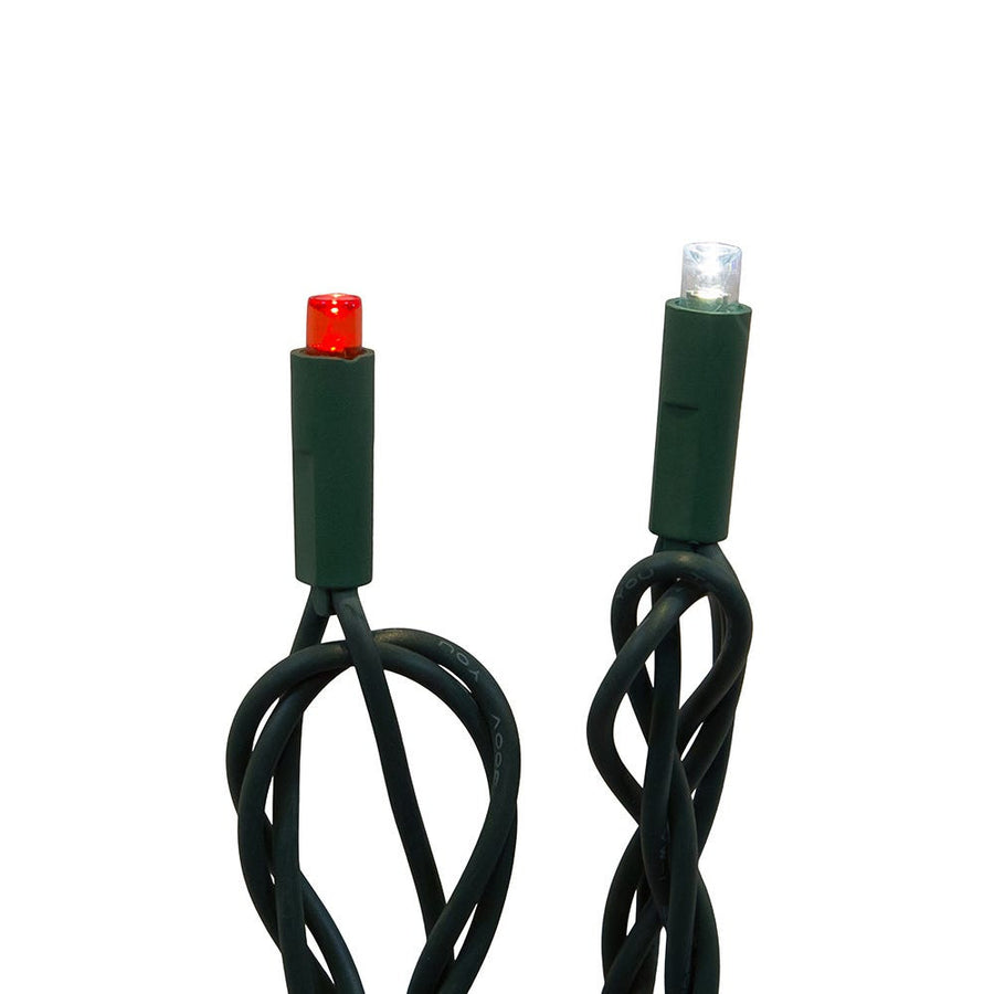 24.5' UL 50L Red & Pure White 5MM LED Connectible Light Set With Green Wire