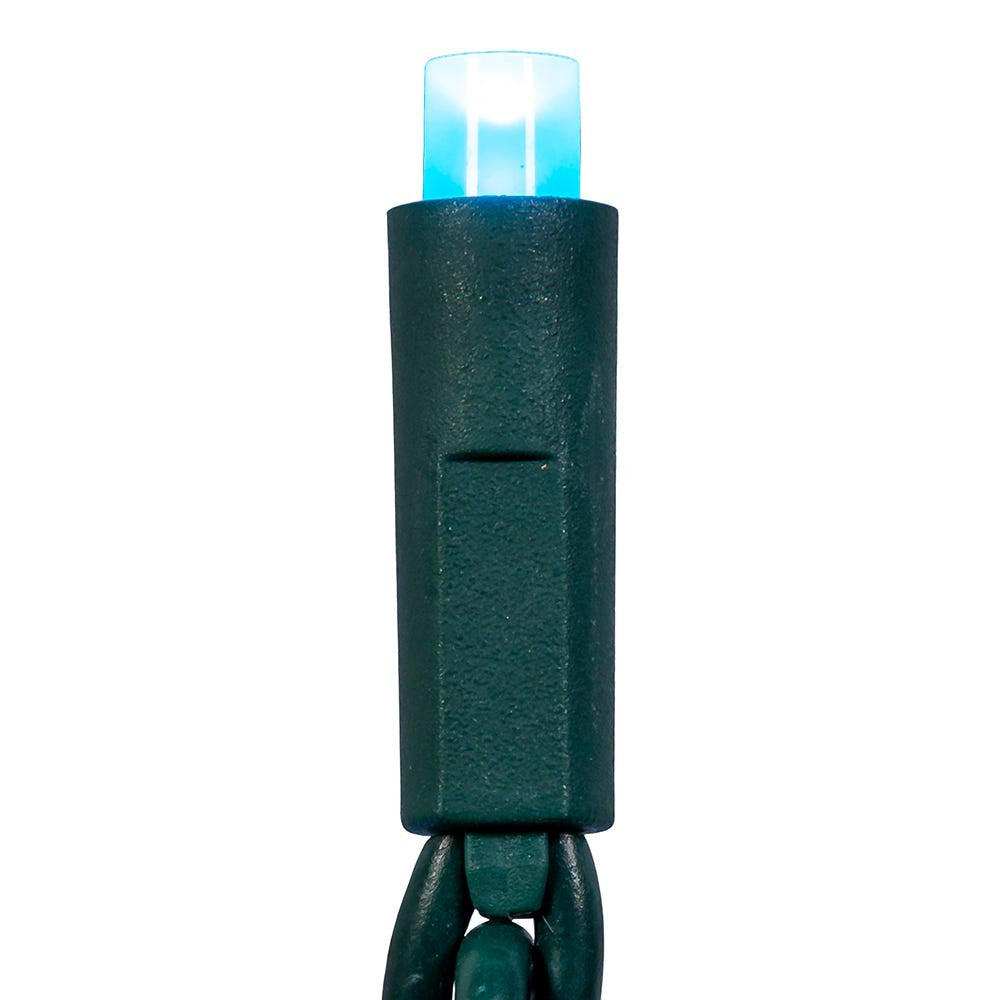 24.5' UL 50L Teal Frost 5MM LED Connectible Light Set With Green Wire