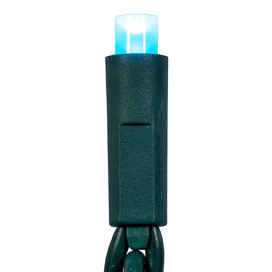 24.5' UL 50L Teal Frost 5MM LED Connectible Light Set With Green Wire