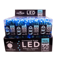 24.5' UL 50L Teal Frost 5MM LED Connectible Light Set With Green Wire