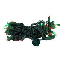 24.5' UL 50L Red, Green & Pure White Frosted 5MM LED Connectible Light Set With Green Wire